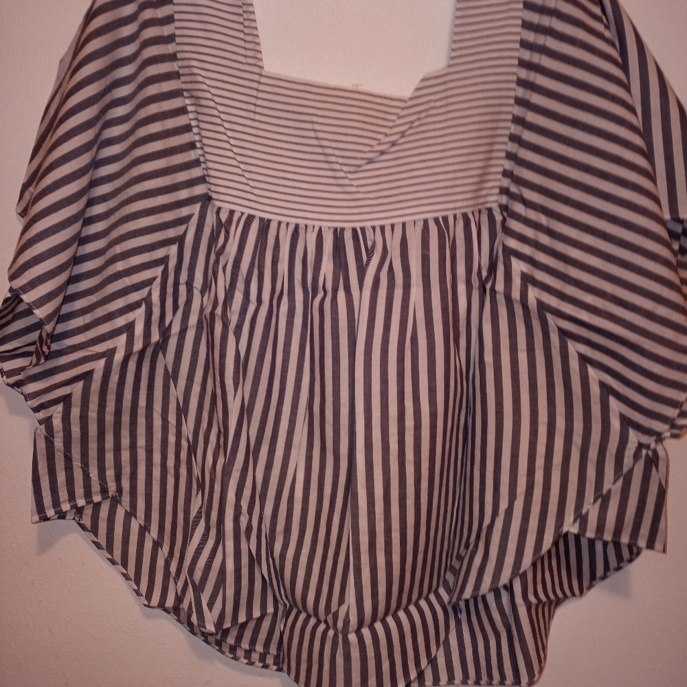 NWT MADEWELL TOP Butterfly Stripe Play Bluish Gray 2X - Picture 9 of 9